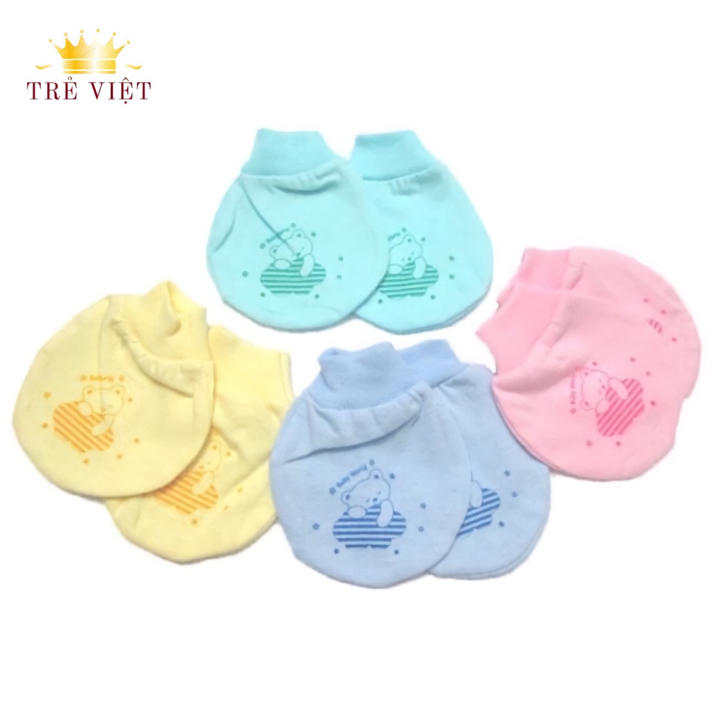 Bao tay bao chân loại cổ bo cho bé sơ sinh, 100% cotton giữ ấm tay chân của bé (1 set gồm 1 đôi bao tay, 1 đôi bao chân)