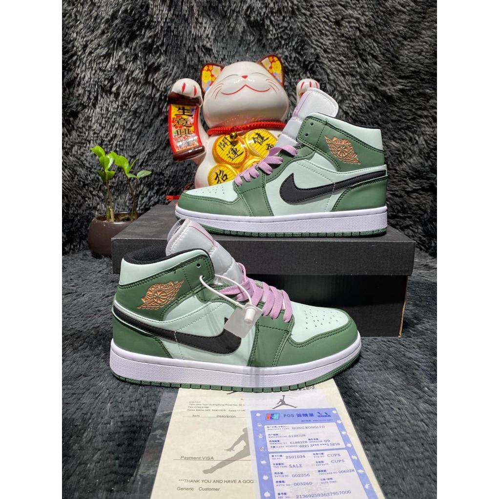 (Full Box + Sale ) Giày Thể Thao Air Jordan 1 Mid SE Dutch Green Cổ Siêu Đẹp Dành Cho Nữ
