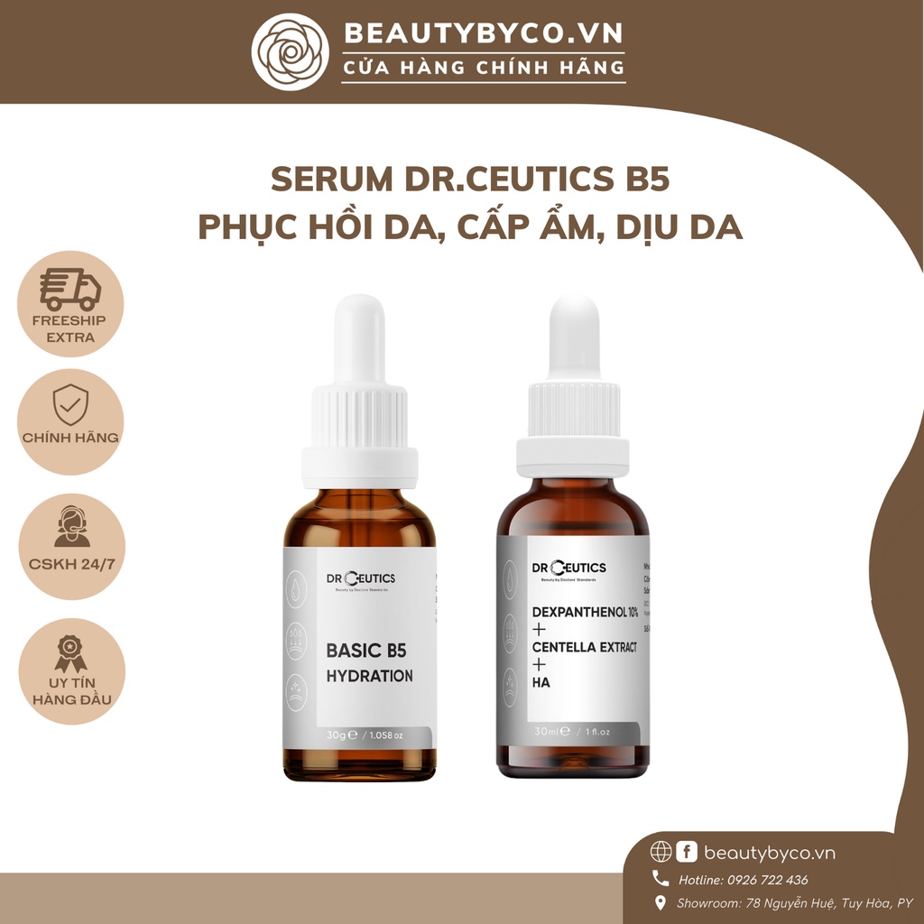 Serum B5 DrCeutics giúp cấp ẩm phục hồi và làm dịu da Dexpanthenol 10% + Rau má + HA