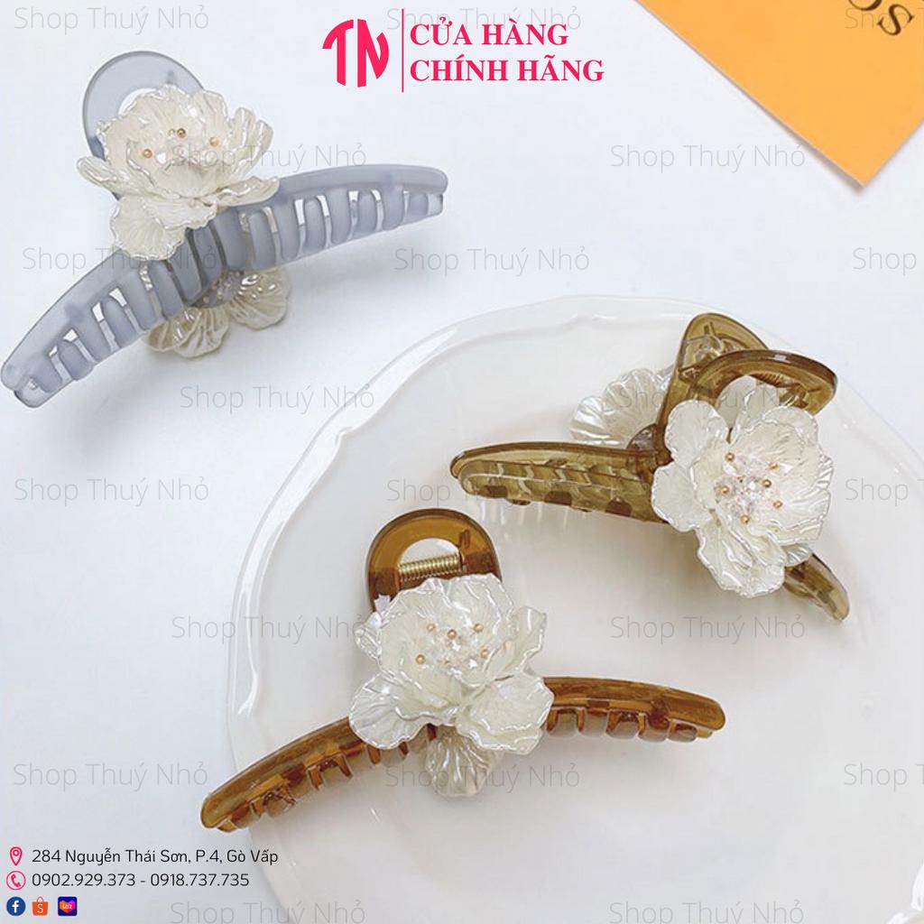 Kẹp tóc càng cua nữ cỡ lớn 11cm hoạ tiết bông hoa phong cách sang trọng Hàn Quốc nhựa cao cấp thời trang hè thu đông