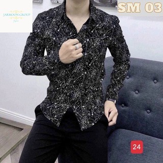 Áo Sơ Mi Nam [FREESHIP] Sơ Mi Nam Đen SM03JM Tay ngắn Wash Trắng -Đen Họa Tiết Vết Cắt Mẫu Hot Trend Mới Nhất JM