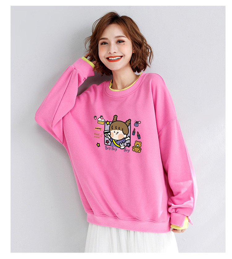 NRVP Áo sweater dài tay dáng rộng cổ tròn dễ phối đồ thời trang mùa thu và đông mới 2020 cho nữ
