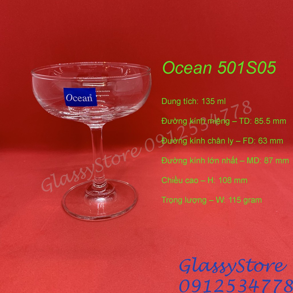 Ly rượu thủy tinh Ocean Saucer Champagne 1501S05 – 135ml / 1501S07 – 200ml