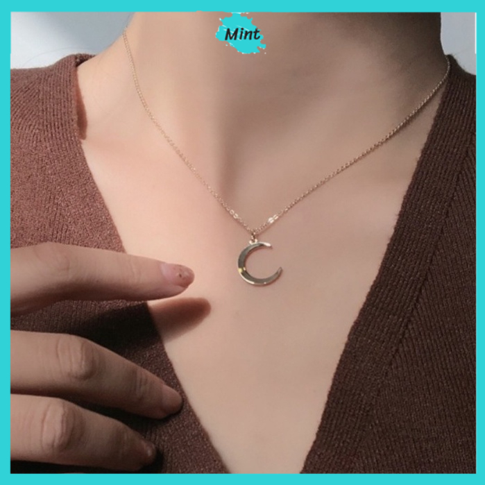 Dây Chuyền Nữ❤️FREESHIP❤️ Vòng Cổ Nữ Mảnh Mặt Trăng Nhẹ Nhàng Phong Cách Hàn Quốc