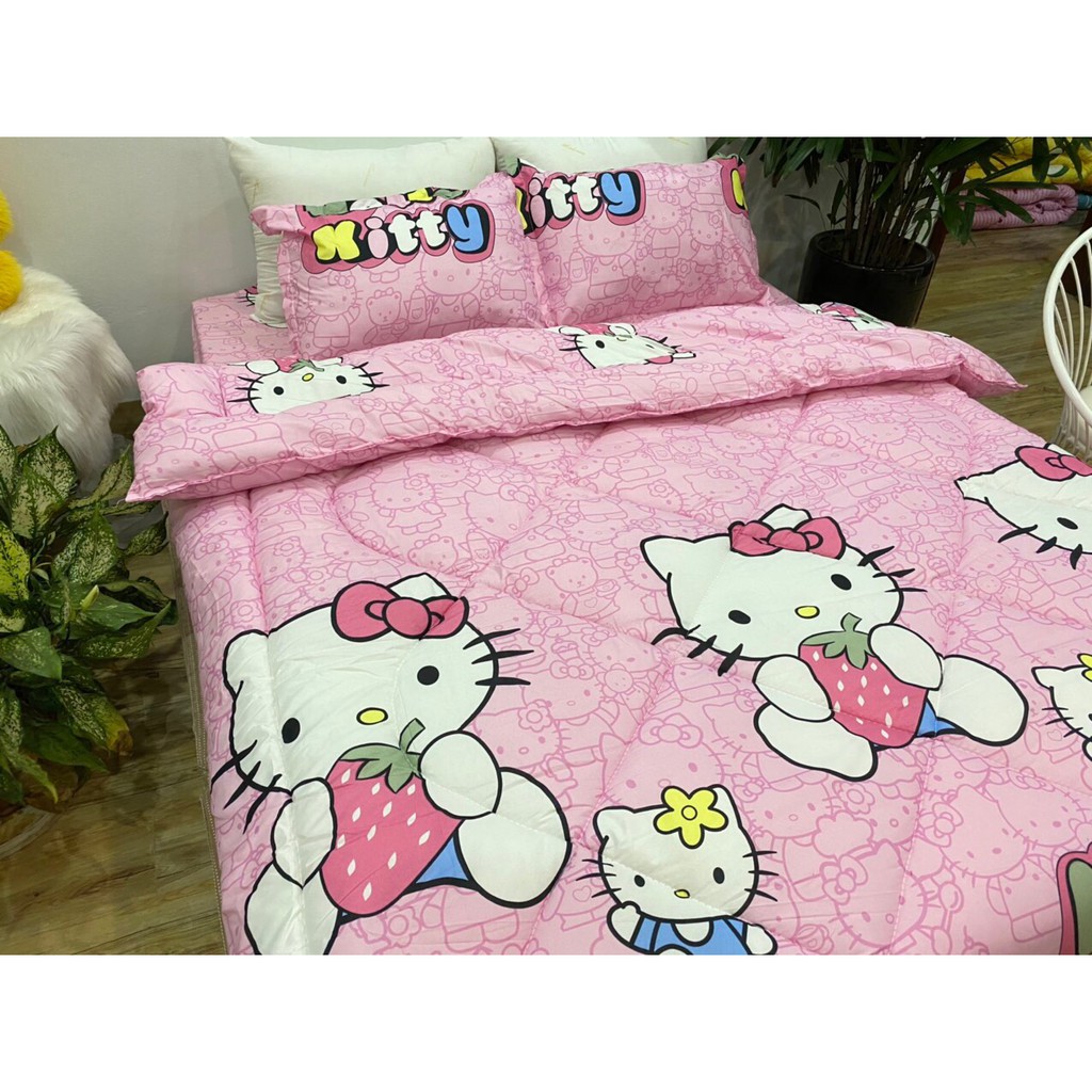 Bộ chăn phao ga gối poly cotton MẪU - kitty