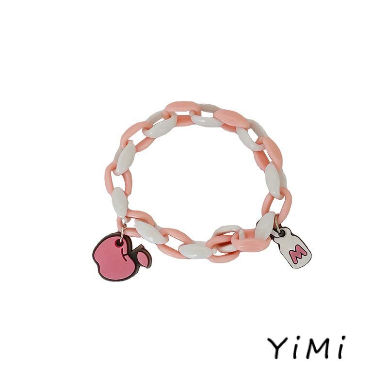 Vòng Tay Dây Harajuku Màu Hồng Dễ Thương Phong Cách Nhật Bản Cho Cặp Đôi