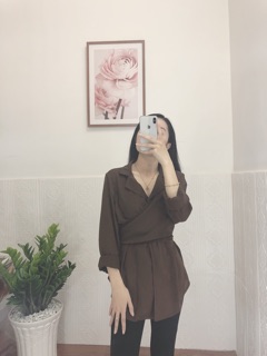 ( Ảnh thật tự chụp ) Áo sơ mi buộc eo