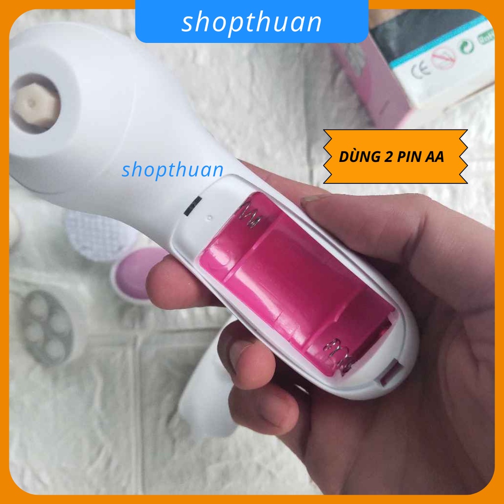 Máy rửa mặt Babie Skin 5in1 beauty care massager dùng 2 pin AA