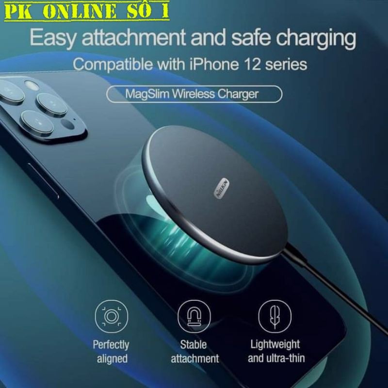 Bộ sạc từ tính không dây Nillkin 10W cho iPhone 12 Mini Pro Max Fast USB Qi Wireless Charging Pad cho Samsung Xiaomi Hua