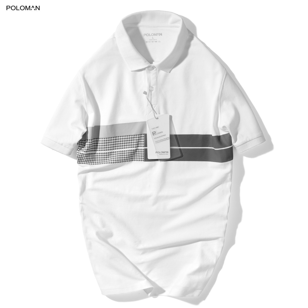 Áo thun Polo nam cổ bẻ TEEZA in họa tiết vải Cotton Trắng P14-POLOMAN