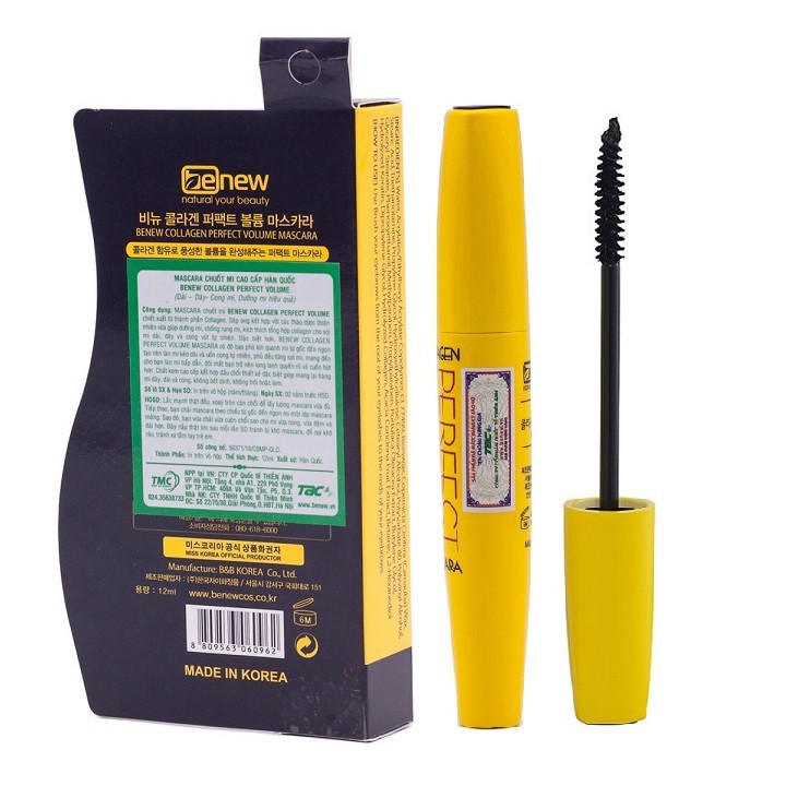[ Chính Hãng] Chuốt Mi Collagen Dưỡng Cong, Dày Mi, Không Lem Trôi BENEW MASCARA COLLAGEN PERFECT VOLUME | BigBuy360 - bigbuy360.vn