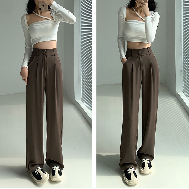 Quần SUXI ống rộng lưng cao màu sắc đơn giản thời trang dành cho nữ