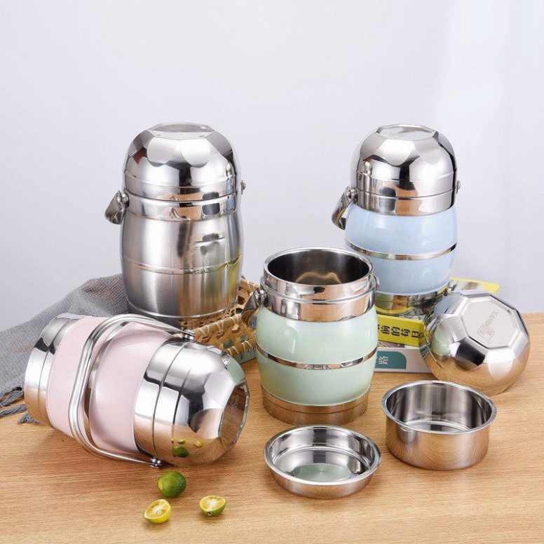 Cặp Lồng Cơm Ruột Inox Cao Cấp 3 Tầng Giữ Nhiệt Tiện Lợi Cho Dân Văn Phòng - 1 Đổi 1