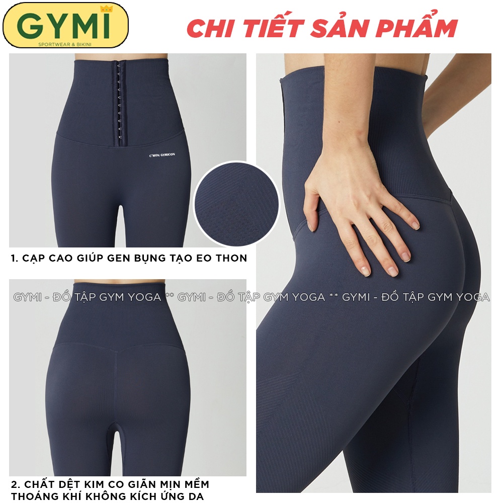 Quần tập gym yoga nữ gen bụng latex QD44 GYMI Cmon chất dệt kim co giãn tạo eo thon nâng mông