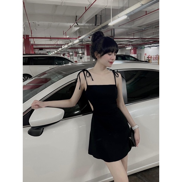 đầm hở lưng 2 dây nơ
