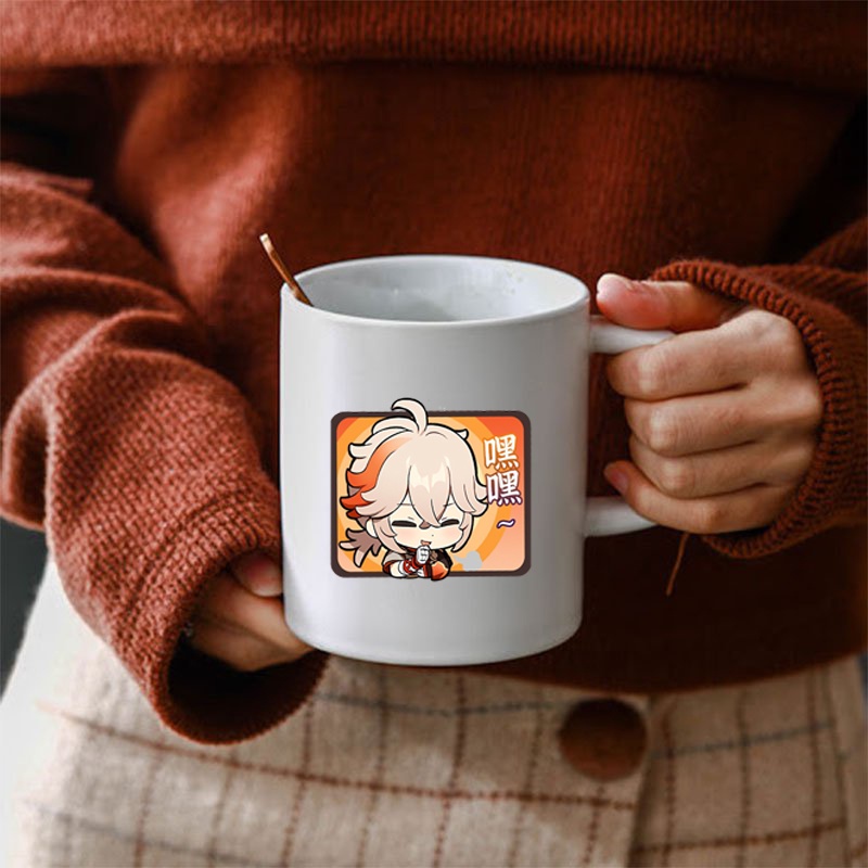 Cốc sứ trắng in hình GENSHIN IMPACT ver CHỮ NHẬT anime chibi dễ thương xinh xắn