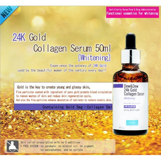 Serum Trắng Da Dew&Dew 24k Gold Collagen Whitening 50ml