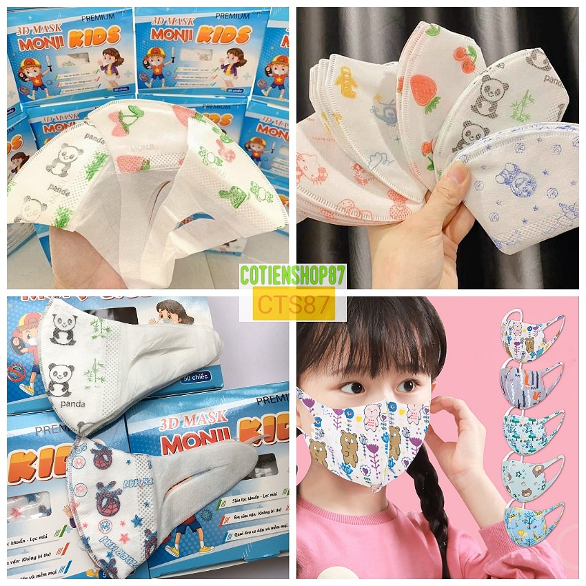 Combo 2 hộp 100 cái Khẩu trang 3D Mask Monji trẻ em thumbnail