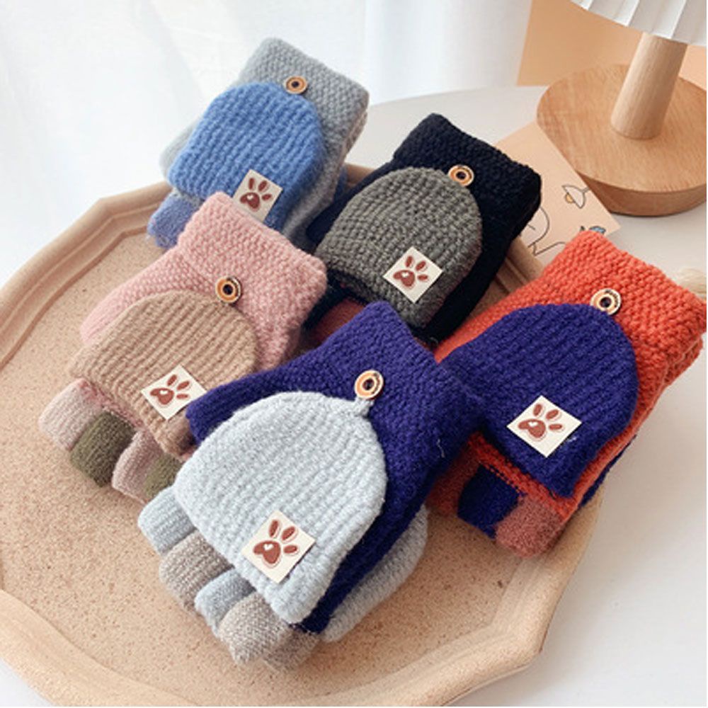 Găng tay hở ngón nhiều màu giữ ấm mùa đông dành cho bé trai gái