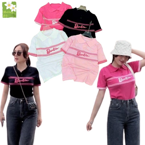 Áo thun len phối đẹp barbie đơn giản dễ phối đồ