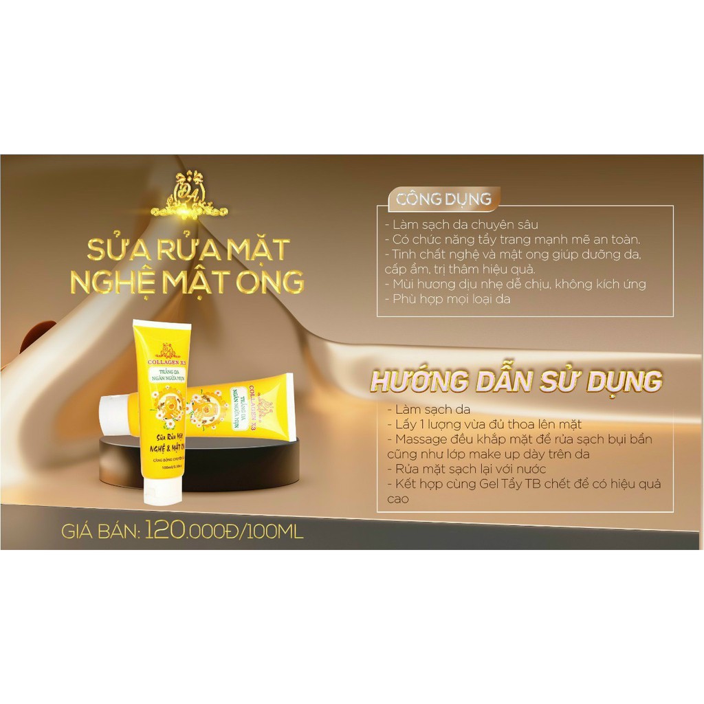 Sữa rửa mặt Nghệ Và Mật Ong Collagen x3 - sữa rửa mặt chuyên sâu Đông Anh( hàng công ty)