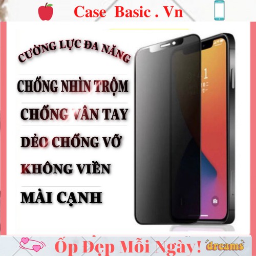 Kính cường lực iphone chống nhìn trộm chống vân tay dẻo bo viền 6/6s/7/7plus/8/8plus/plus/x/xr/ xs/Xsmax/11/12/pro/max