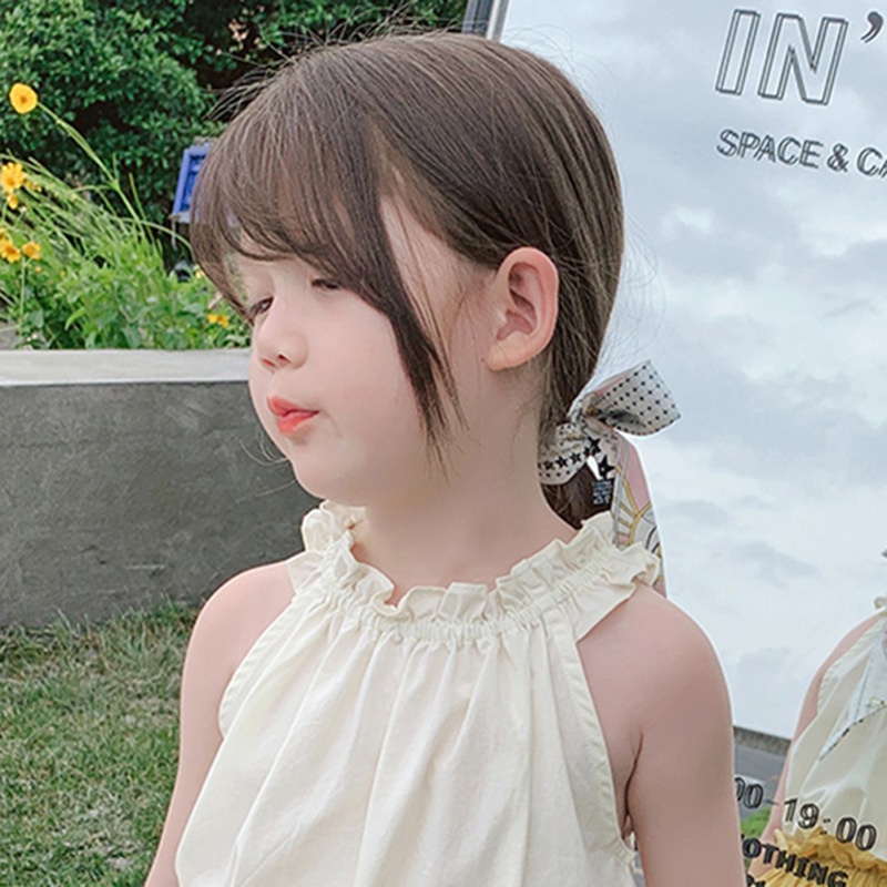 Áo Hai Dây Phối Bèo Thiết Kế Thời Trang Mùa Hè Phong Cách Hàn Quốc Cho Bé Gái