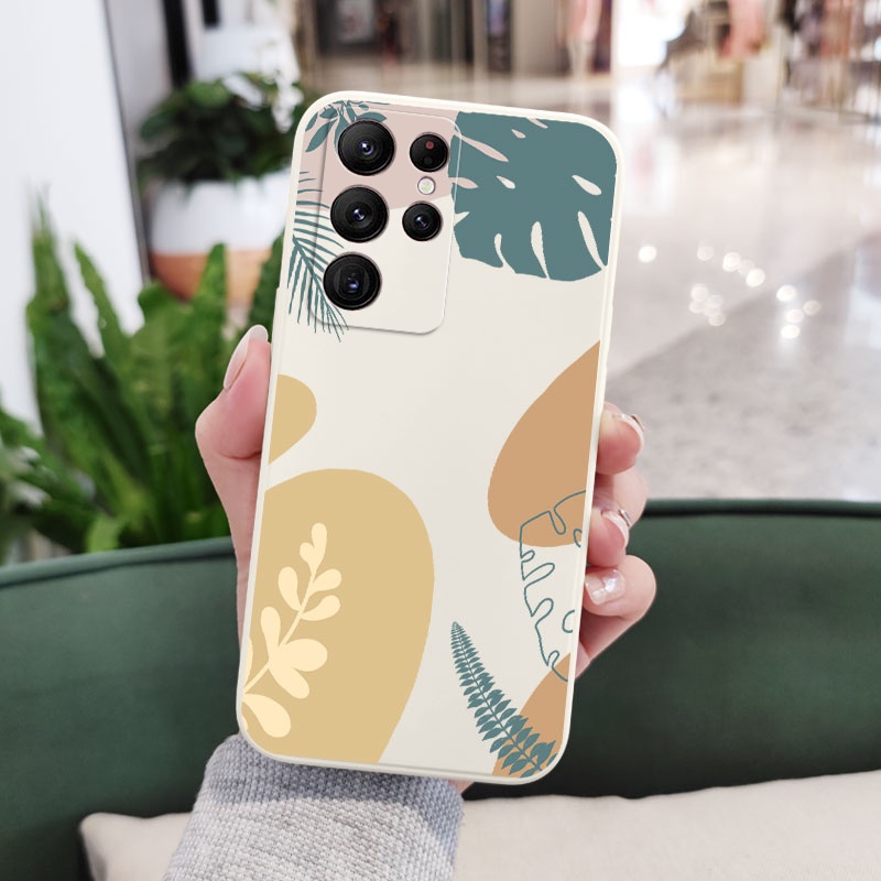 Bao Da Điện Thoại Họa Tiết Lá Cây Cho samsung galaxy galaxy s23 s22 fe ultra plus Ốp