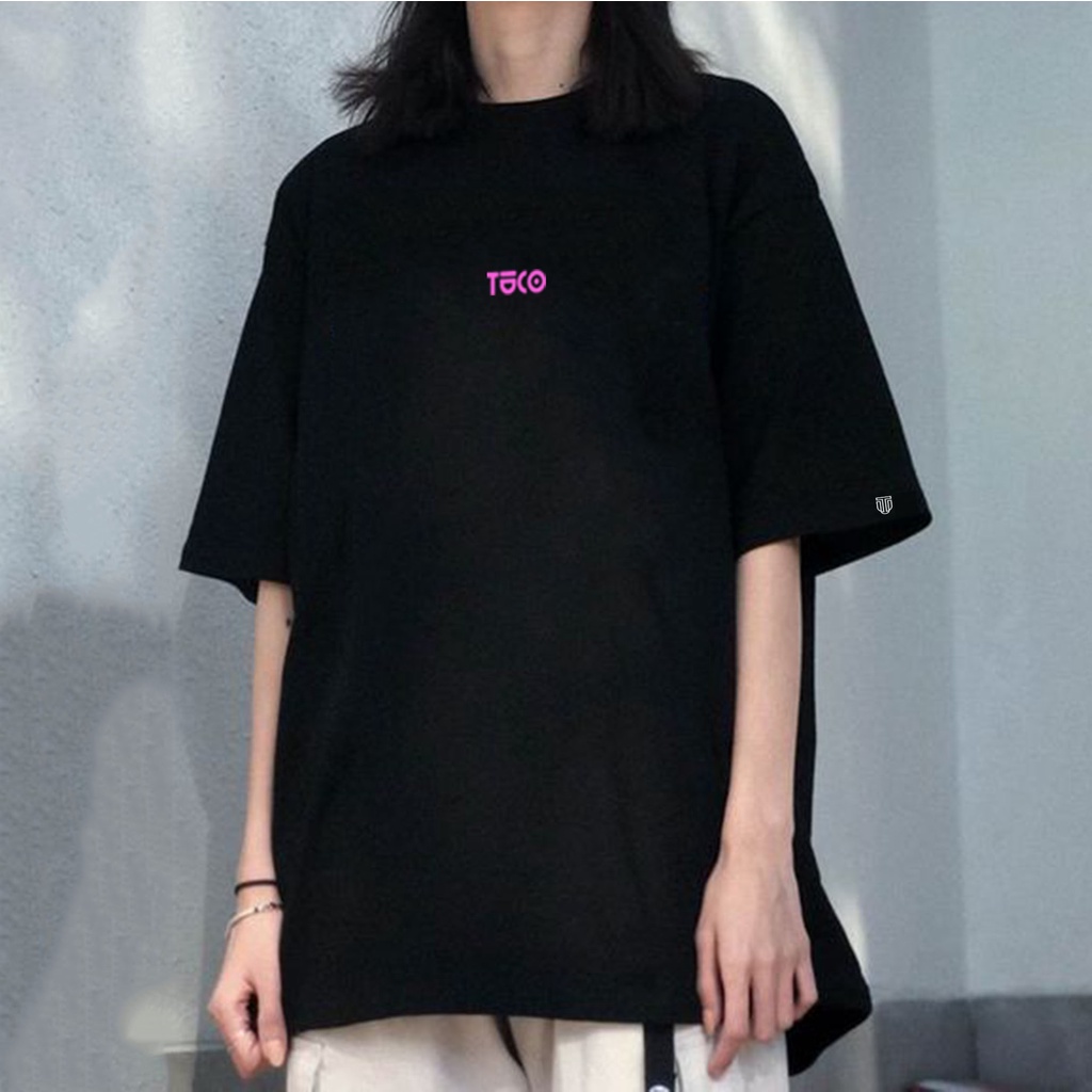 Áo thun Unisex TUCO Basic Tee phông cotton đen chữ hồng nam nữ tay lỡ oversize form rộng nhiều màu