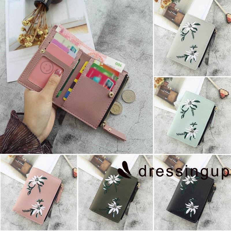 Ví da Pu ngắn in hoa thanh lịch cho nữ