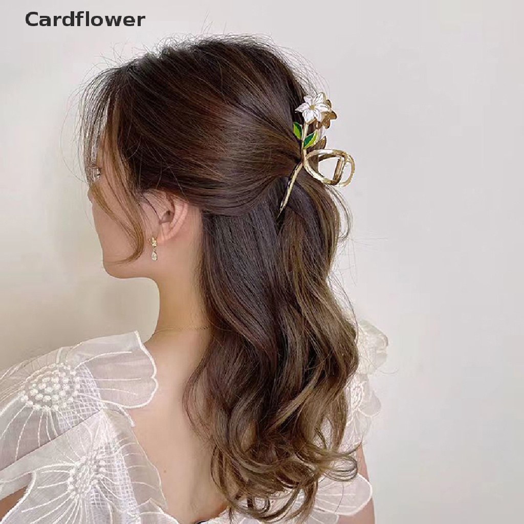 < Cardflower > Mới Kẹp Tóc Càng Cua Bằng Kim Loại Hình Hoa Màu Vàng Thanh Lịch Cho Nữ Giảm Giá