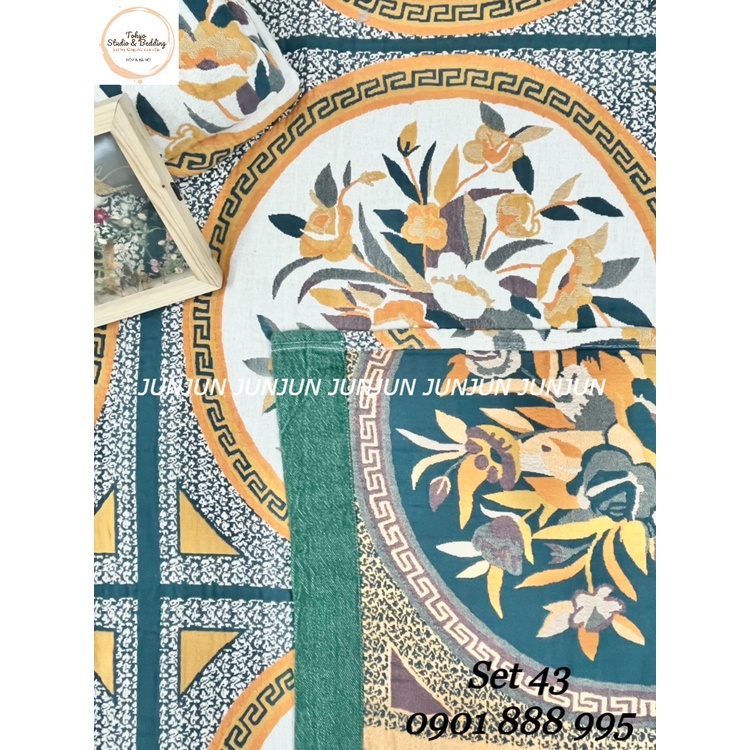 N12_Set Chăn Ga Gối vải Xô Organic cotton dòng cao cấp