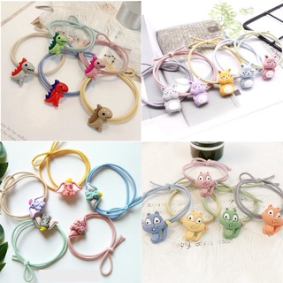 [Set 5 sợi] Chun buộc tóc/Cột tóc hoạt hình dễ thương hình sóc/voi/hamter/khủng long so cute