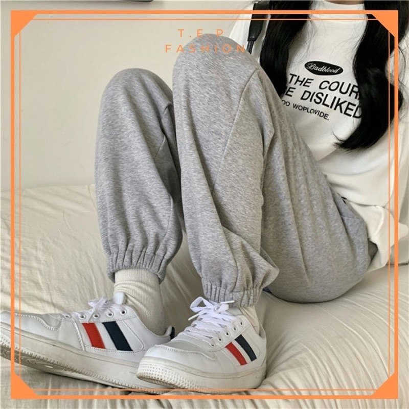 Quần Jogger Thêu Mặt Cười Quần Ống Rộng Bo Gấu Chất Nỉ Dày Dặn Tep Fashion - JG008