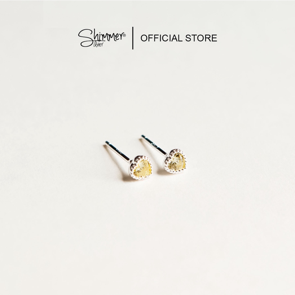 Bông Tai, Khuyên Tai, Hoa Tai Nữ Bạc 925 Cao Cấp SHIMMER SILVER MINI COLORFUL HEART Hình Trái Tim Dễ Thương Nhiều Màu