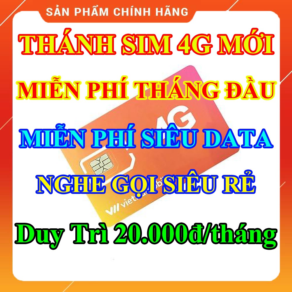 Sim 4G Vina - 90GB/tháng + Miễn Phí Gọi Nội Mạng Vinaphone - Sim 4G Itelecom MAY77/V77 + Sim 4G Vietnamobile- Sim Giá Rẻ