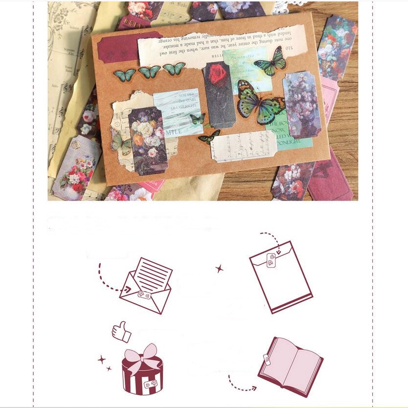 Bộ 72 Miếng Dán Trang Trí Kiểu Vintage Độc Đáo