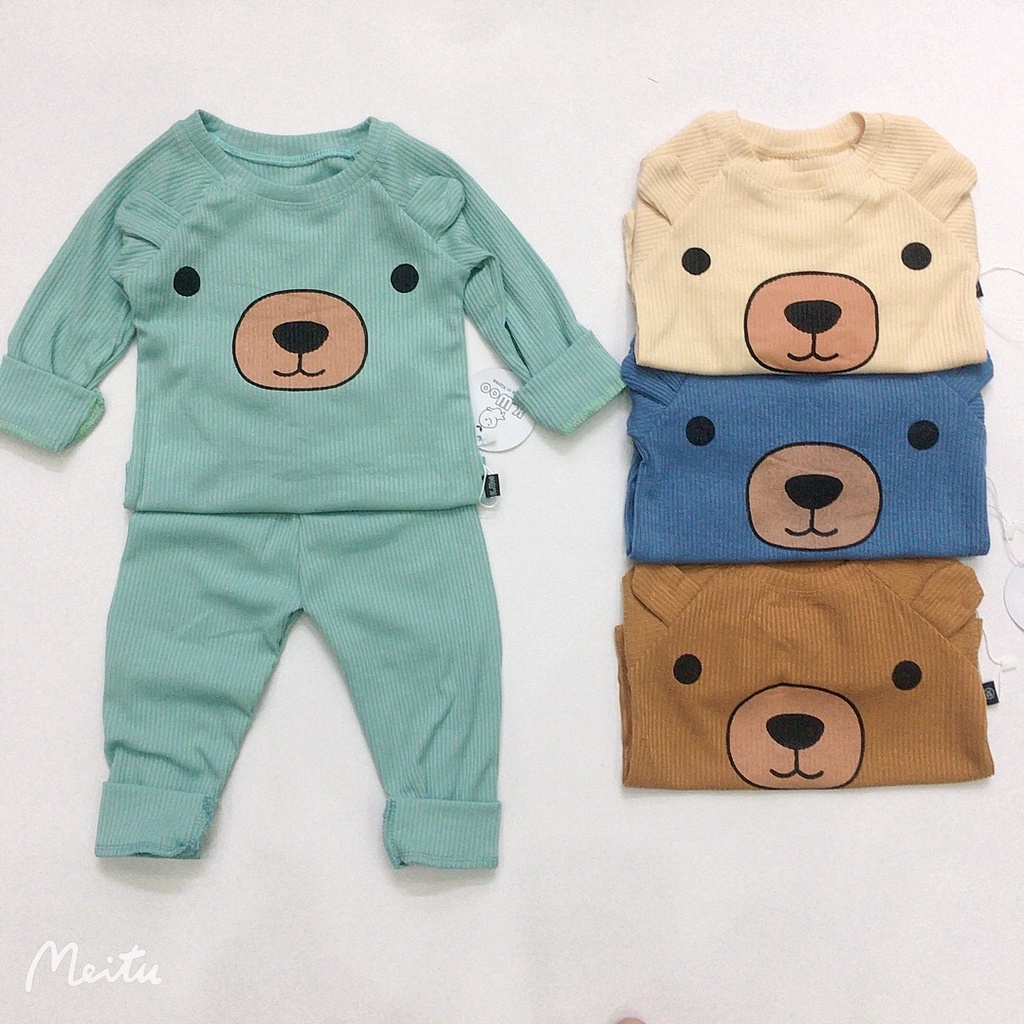 Bộ dài tay cho bé trai/ bé gái gân tăm cao cấp k.woo từ 3-15kg