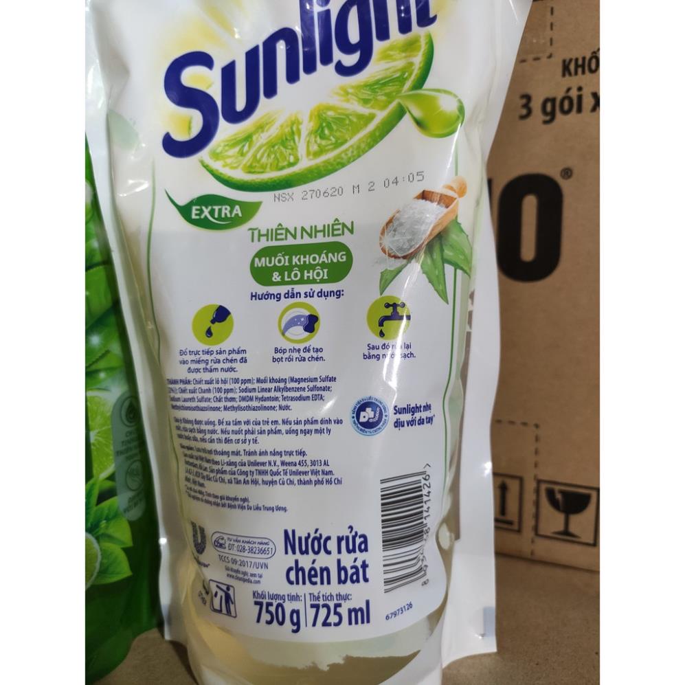 [Hoả Tốc] SUNLIGHT Nước Rửa Chén 750g dạng túi Matcha Trà Xanh Nhật , Muối Khoáng Lô Hội TrắngThiên Nhiên 750 g