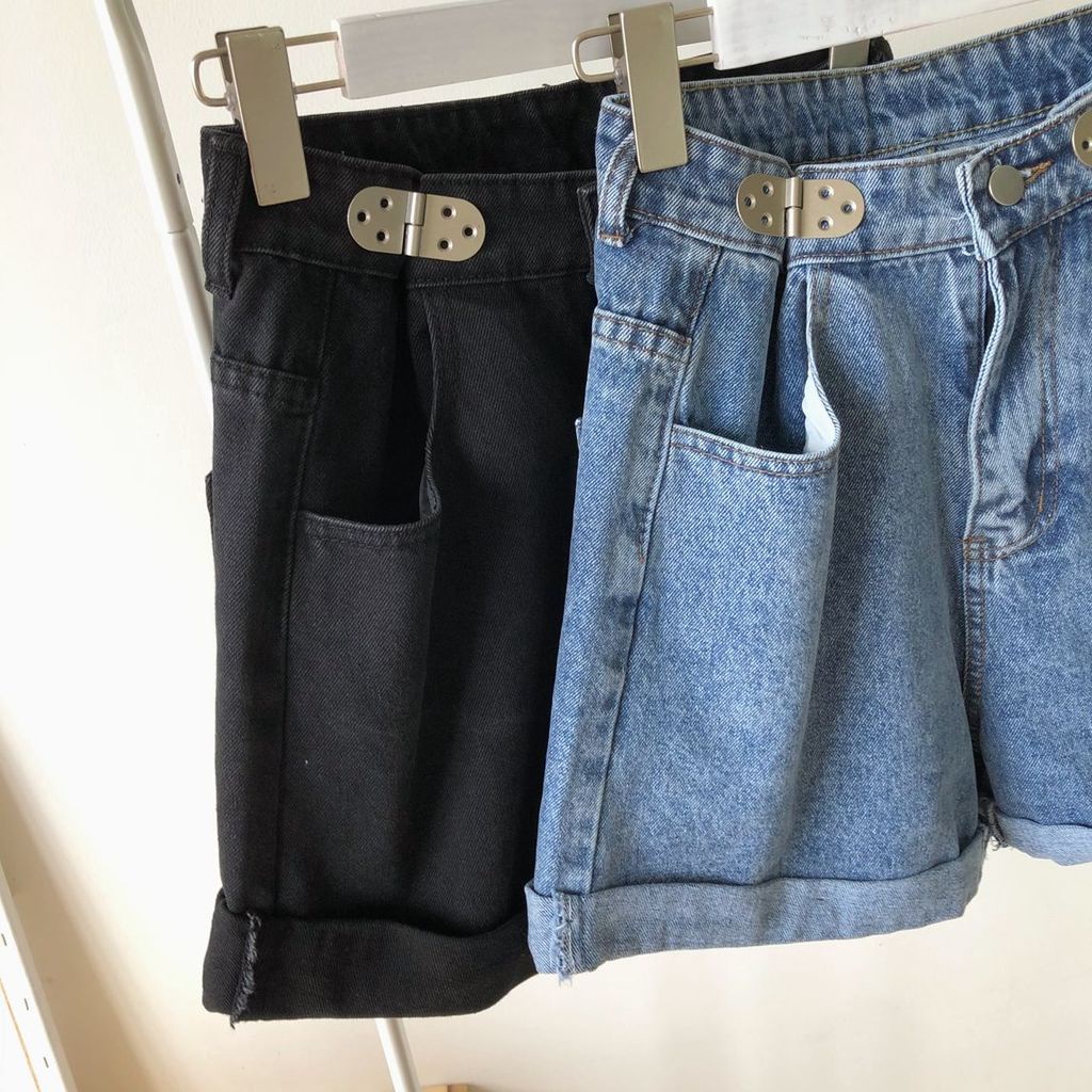 Quần Short Denim Lưng Cao Ống Rộng Size Lớn Thời Trang Mùa Hè Cho Nữ