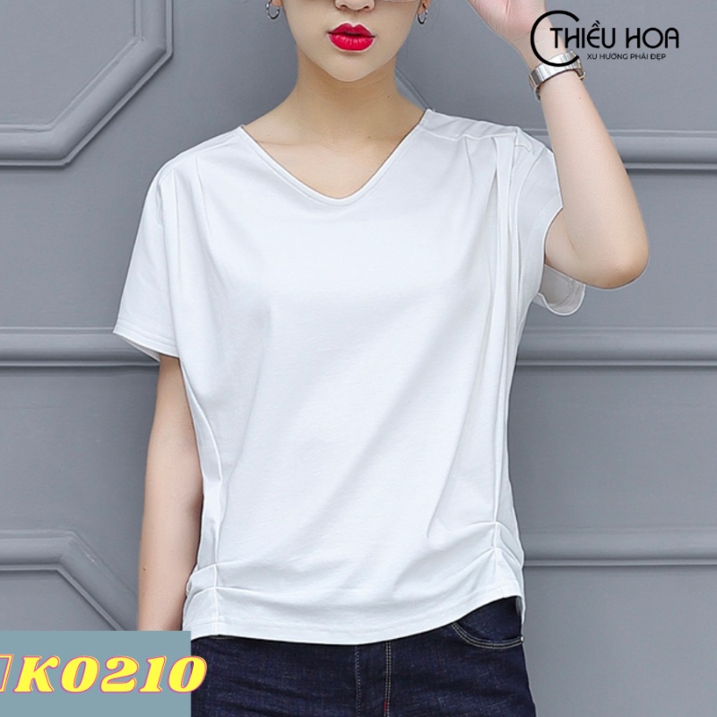 Áo thun trơn nữ tay ngắn Trung Niên Thiều Hoa chất liệu Cotton mát mẻ, năng động, thoáng mát K0210