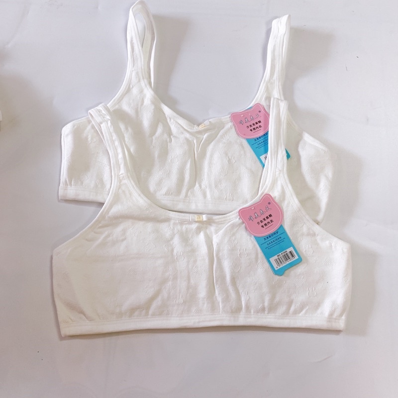 Áo lá học sinh/Áo lót bé gái cấp 1,2, vải cotton thông hơi cao cấp mát mịn, đệm vải không lo lộ. Phom dưới 50kg. A1035