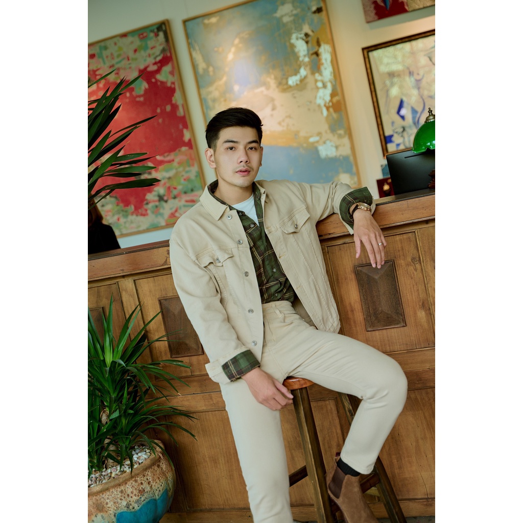 Áo Khoác Jean Americus Gosani AG17 Phong Cách Màu Beige