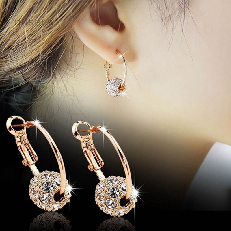 1 Cặp Bông Tai Tròn Mạ Vàng 18k Đính Đá Nhiều Màu Sắc May Mắn Cho Nữ