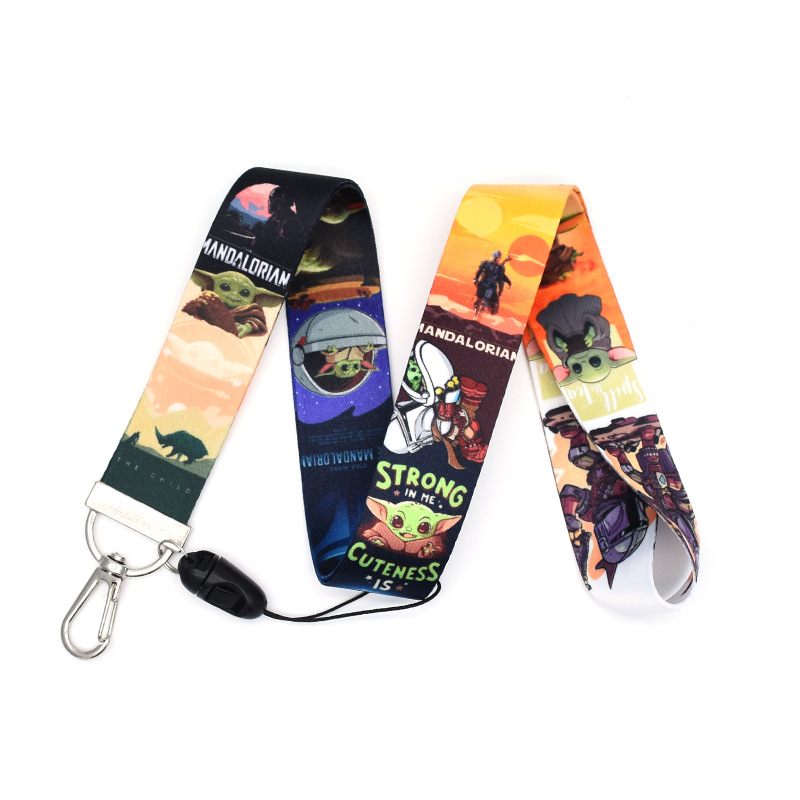 New 2in1 Star Wars Yoda Baby Long and Short Mobile Phone Lanyard Neck and Wrist Strap Rope for Student and Word Card