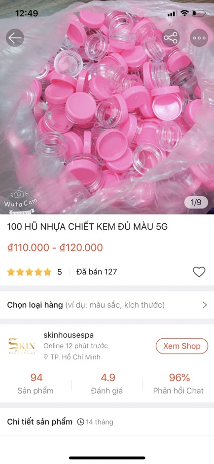100 HỦ NHỰA CHIẾT, ĐỰNG MỸ PHẨM 5G