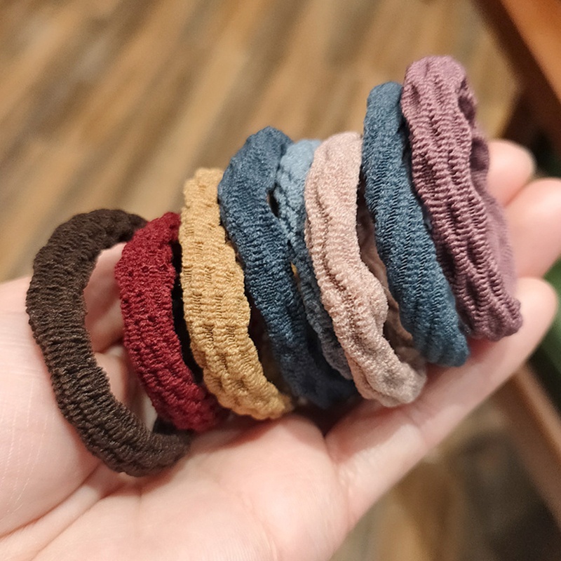 Bộ 10 Dây Buộc Tóc Co Giãn Dày Dành Cho Nữ