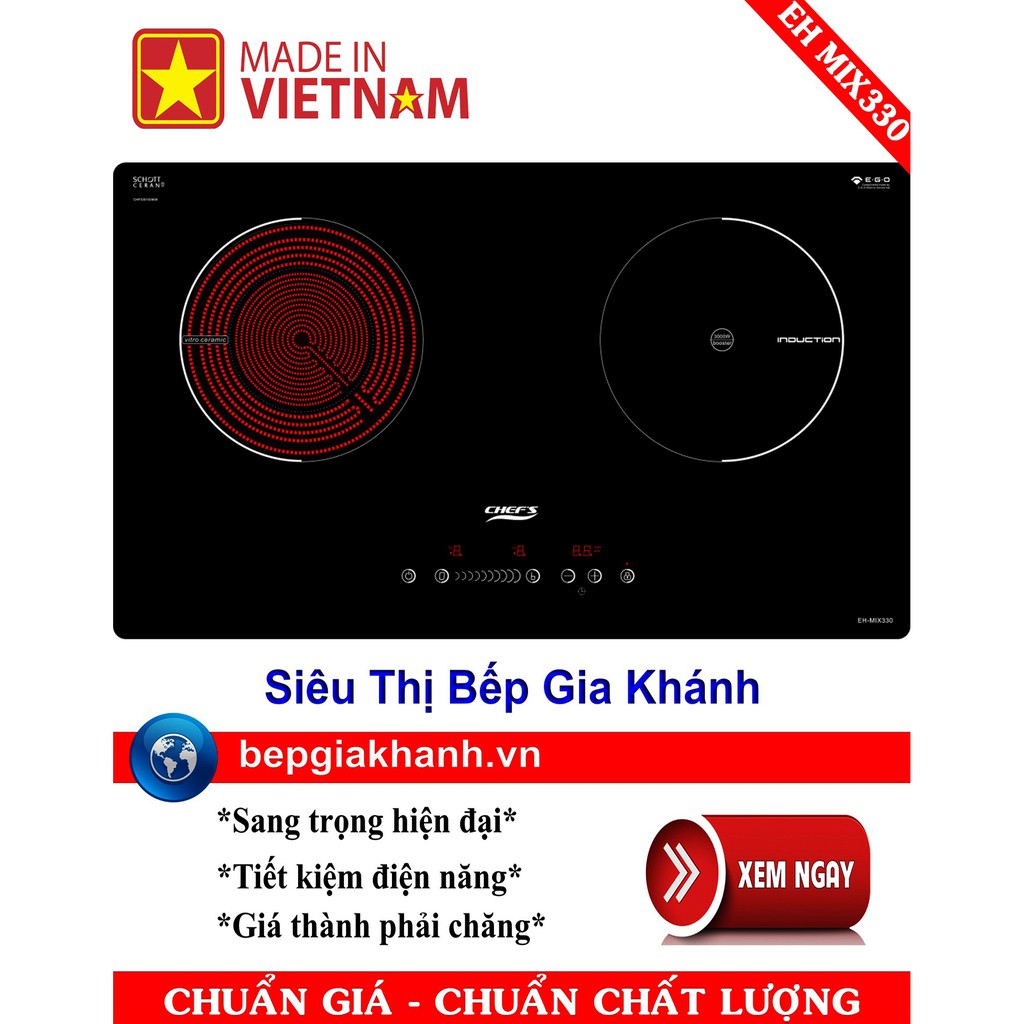 Bếp điện từ đôi Chefs EH MIX330 lắp ráp Việt Nam