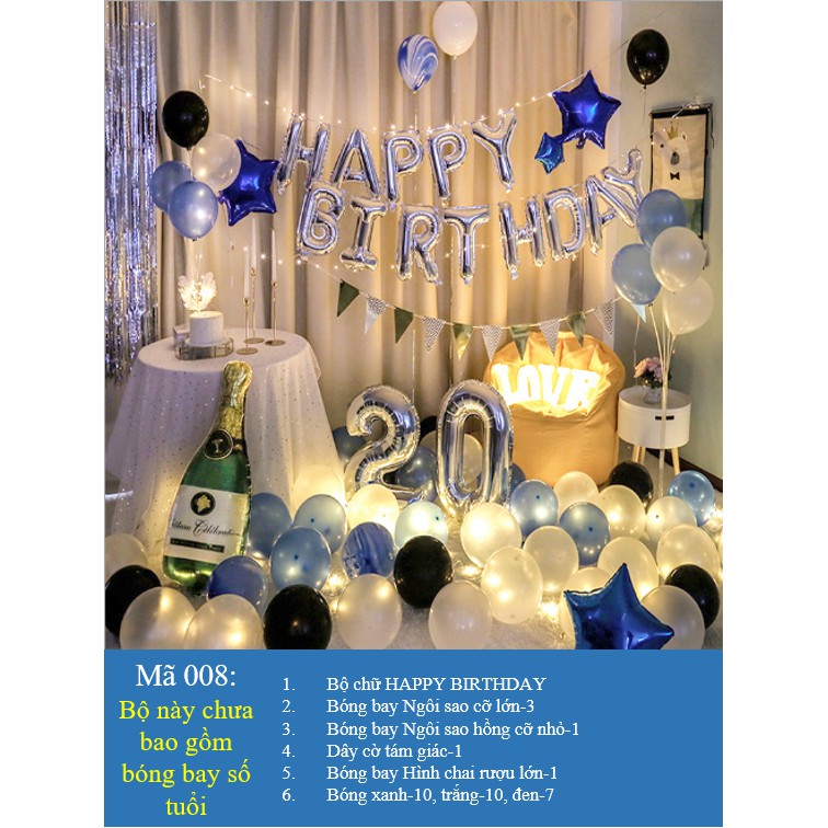 Combo Sinh Nhât Xanh-Trắng set trang trí siêu cute và dễ sử dụng #8