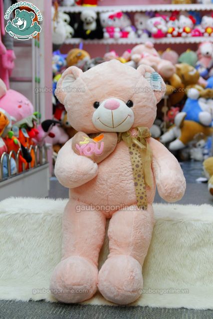 Gấu Bông Teddy Tim Lệch Nơ Hoa kích thước 1m1